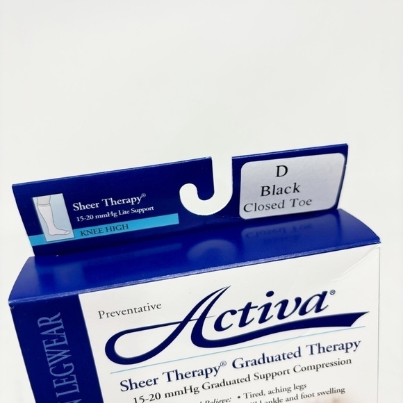 ACTIVA Women's Dress Compression Socks Black 15-20 mmHg Sheer Therapy Lite Sz L - Picture 5 of 6